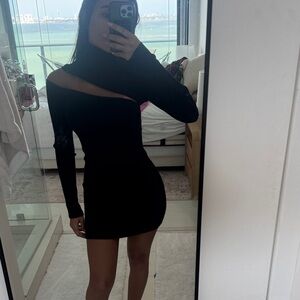 Gauge81 Women’s Black Asymmetric Cutout Bodycon Dress